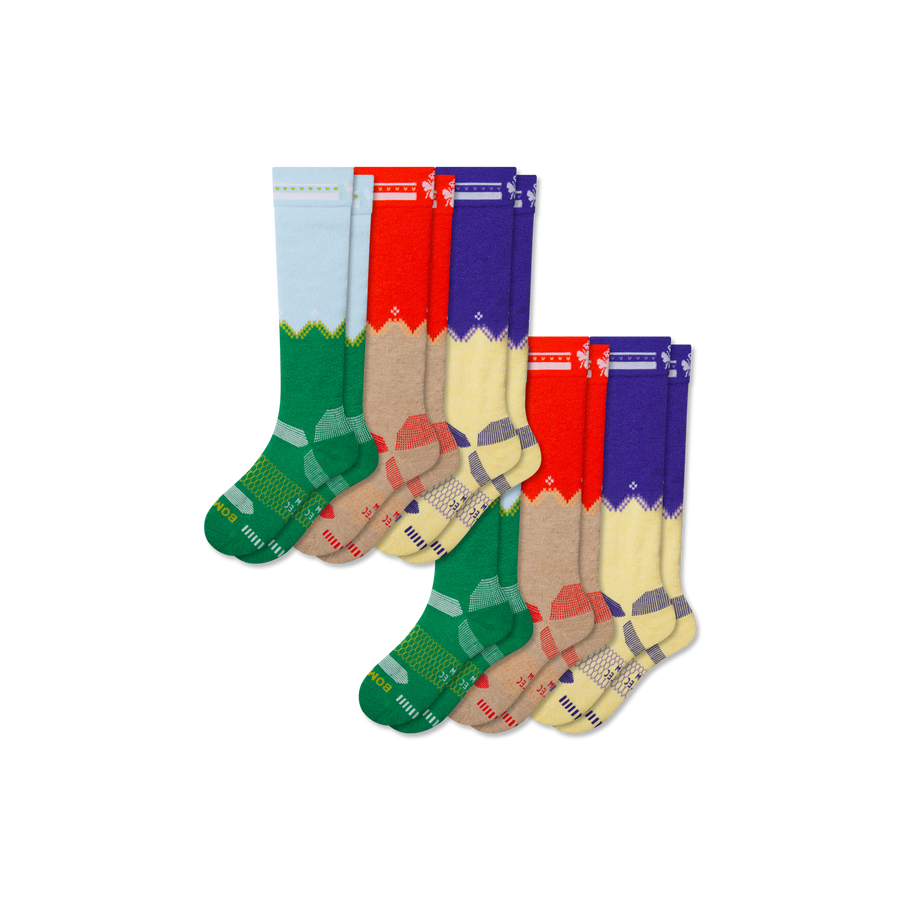 Youth Full-Cushion Merino Wool Blend Ski & Sock 6-Pack - Travel Pair