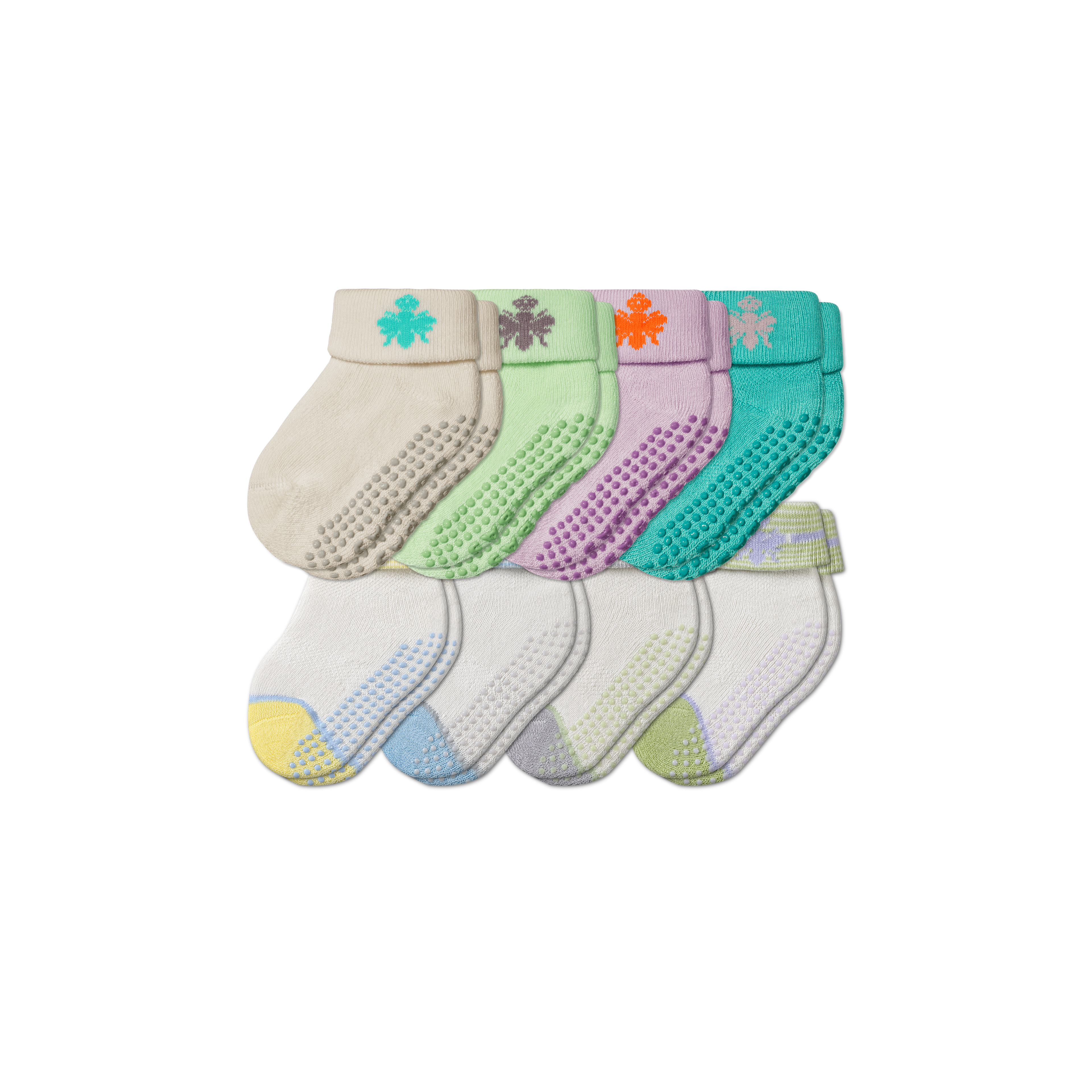 Baby Gripper Socks 8-Pack (6-12 Months) Lavender Solids Mix L