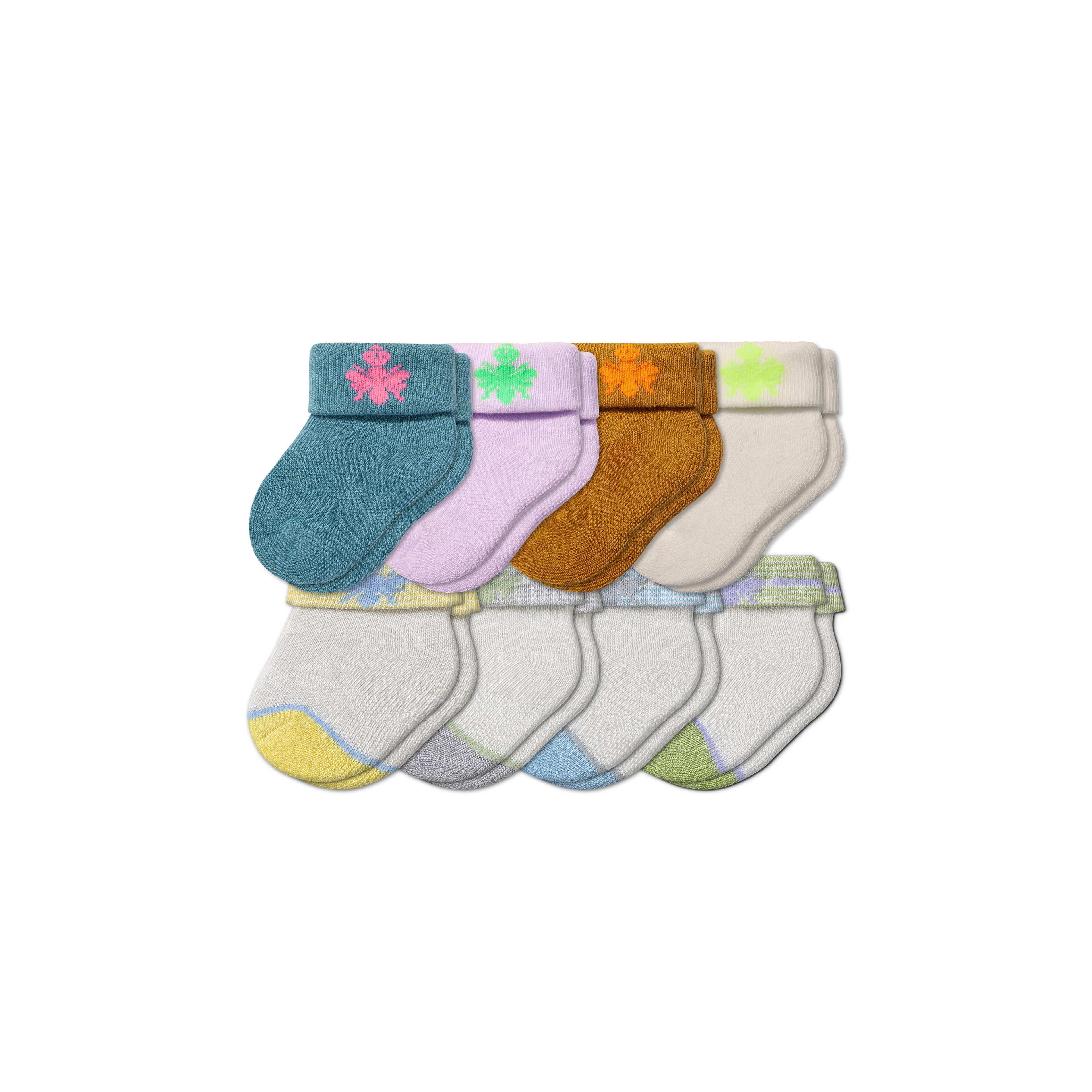 Baby Socks 8-Pack (0-6 Months) Marine Blue Green Mix L