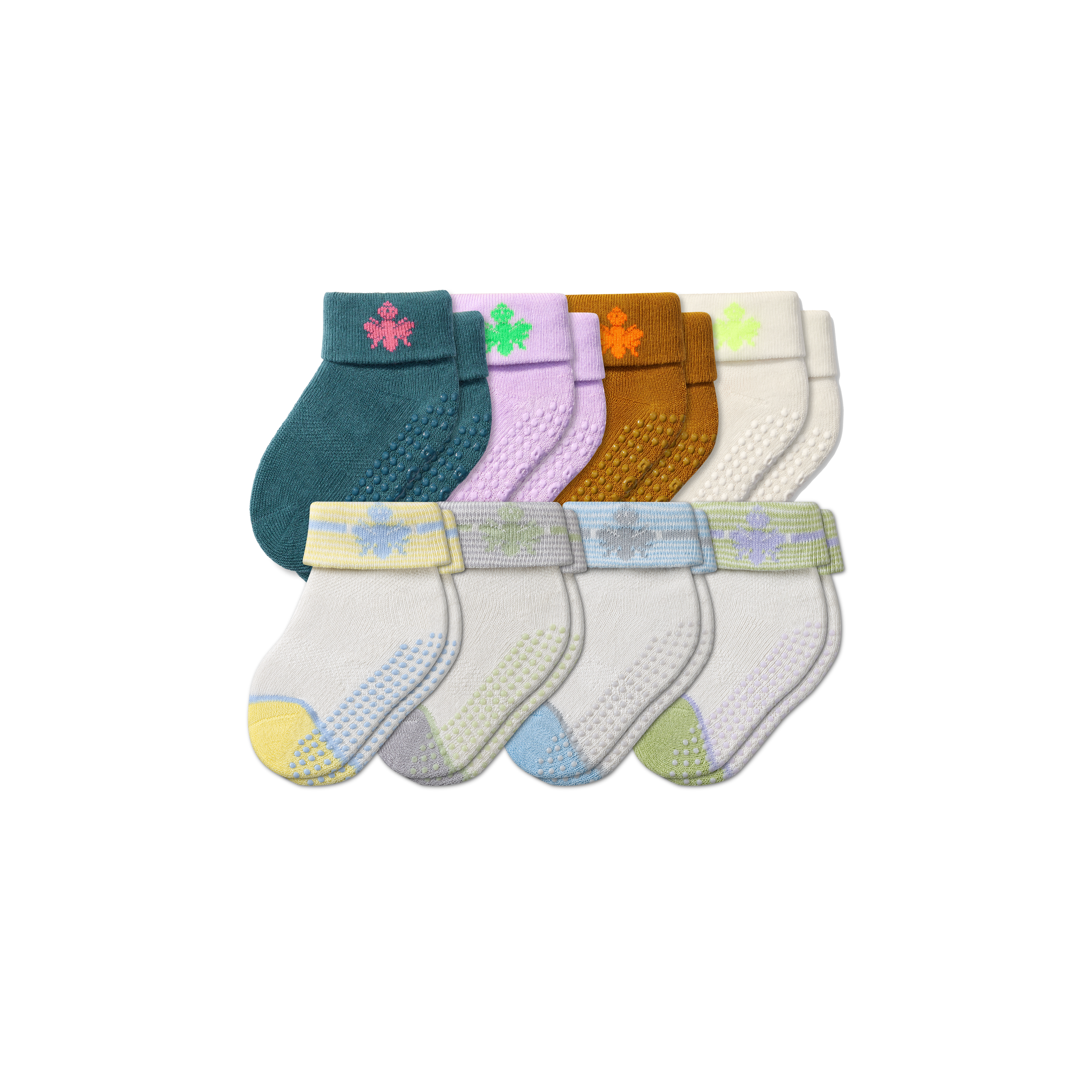 6-12 Baby Gripper Socks Marine Lilac Mix 8-Pack L