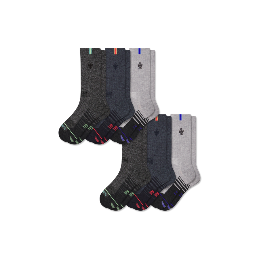Men's Merino Wool Blend Run Calf Sock 6-Pack - Ready Pick
