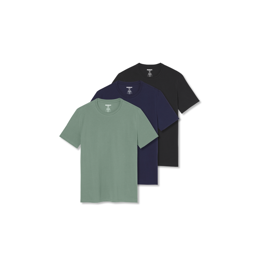 Men's Pima Cotton Crew Neck T-Shirt 3-Pack - Light Support