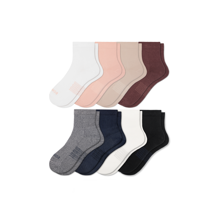 Women's Modern Rib Quarter Sock 8-Pack - Everyday Pair