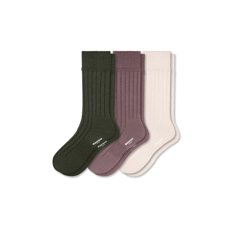 Men's Merino Blend Rib Calf Sock 3-Pack - Easy Pair