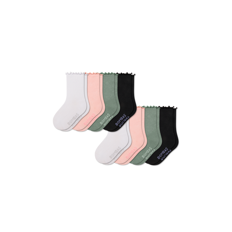 Junior Ruffle Rib Calf Sock 8-Pack - Light Cushion
