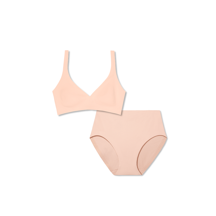 Women’s No Show Plunge Bralette + High Rise Brief Pack - Smooth Fit
