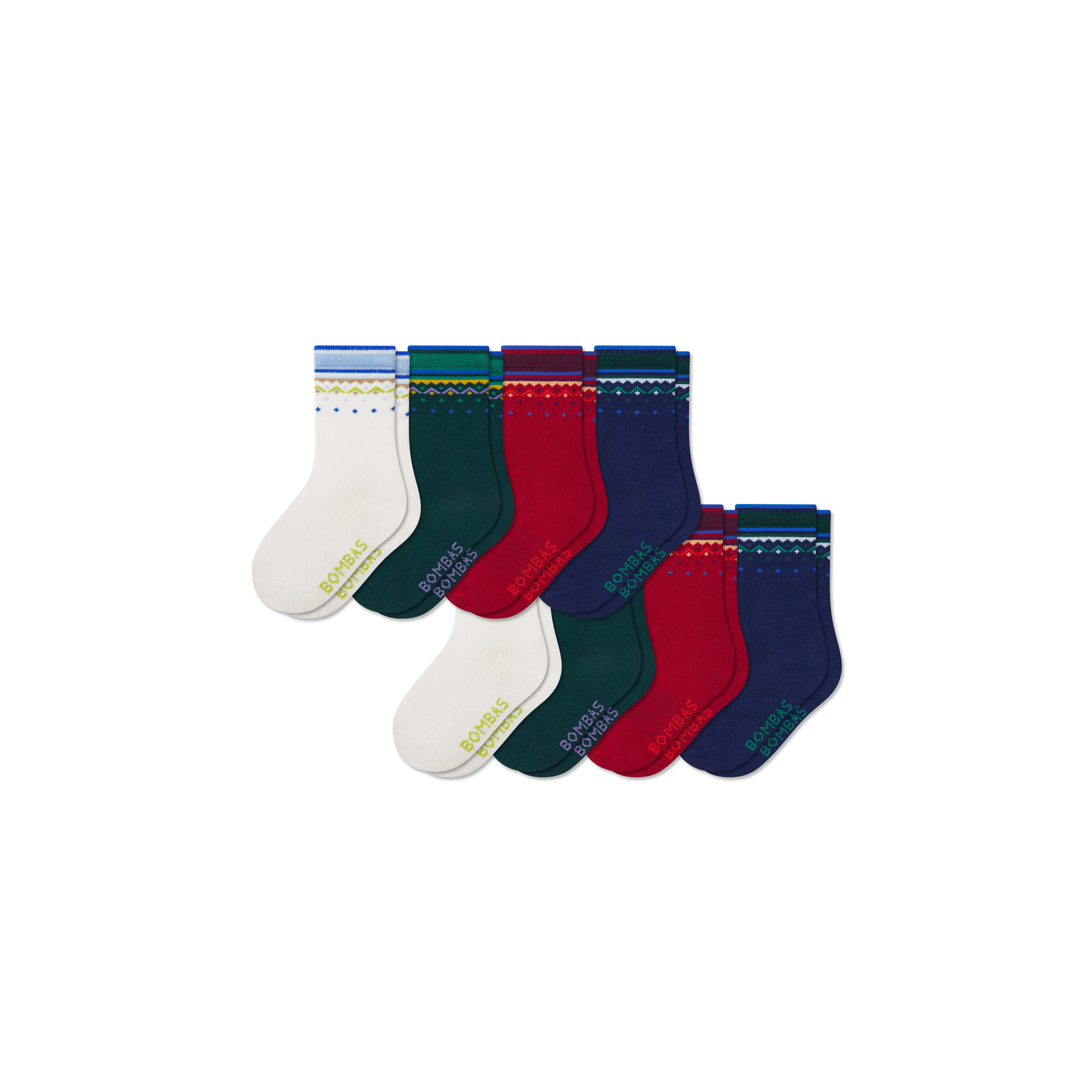 Junior Lightweight Calf Sock 8-Pack - Red Pine Mix L