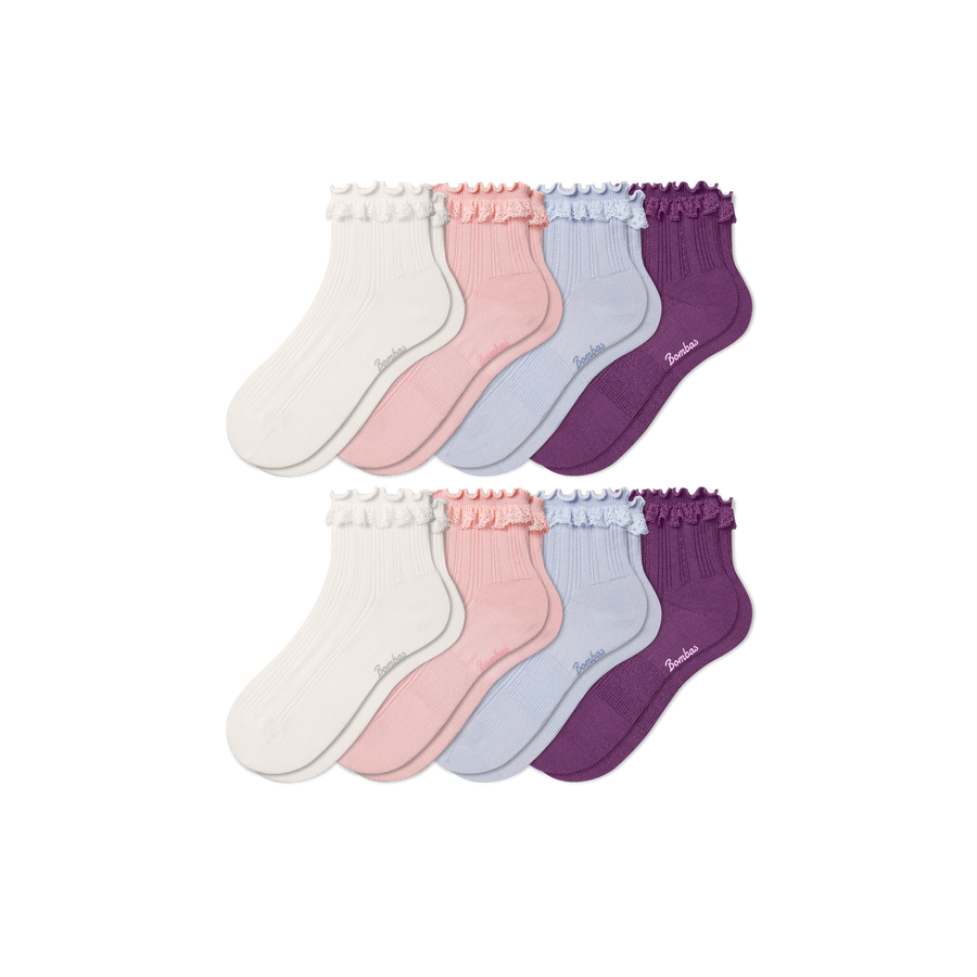 Youth Ruffle Rib Quarter Sock 8-Pack - Premium Pick