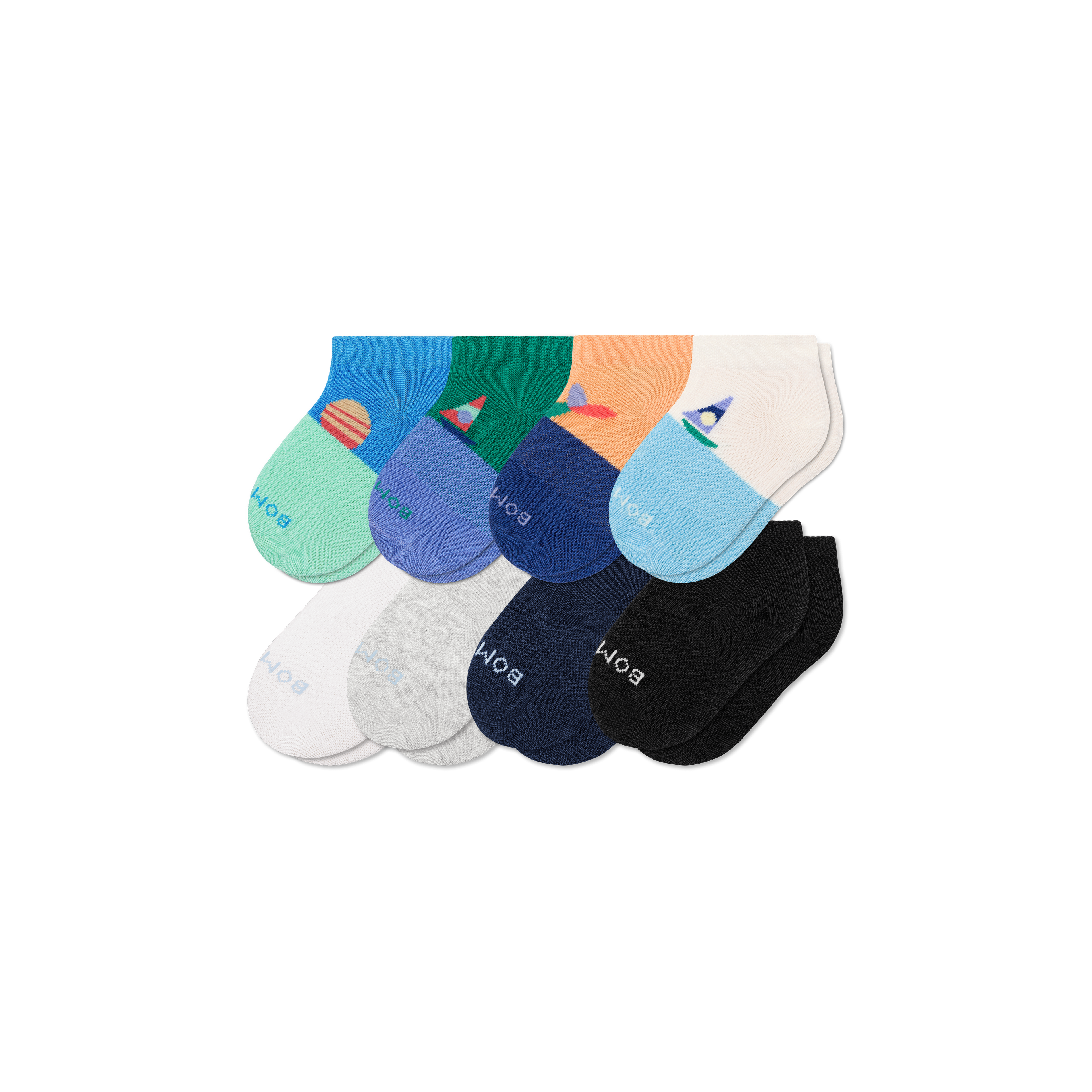 Junior Lightweight Ankle Sock 8-Pack - sky neutrals mix L