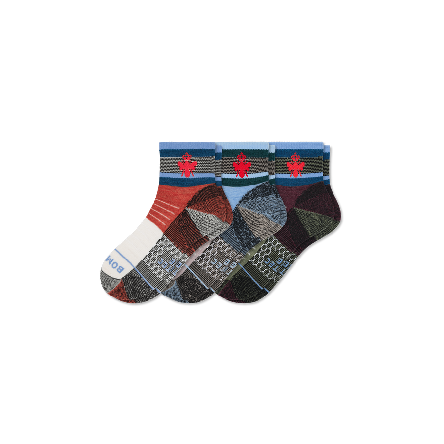 x Bombas Merino Wool Blend Hiking Quarter Sock 3-Pack - Clean Finish