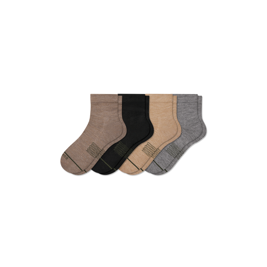 Men's Merino Wool Blend Modern Rib Quarter Sock 4-Pack - Easy Choice