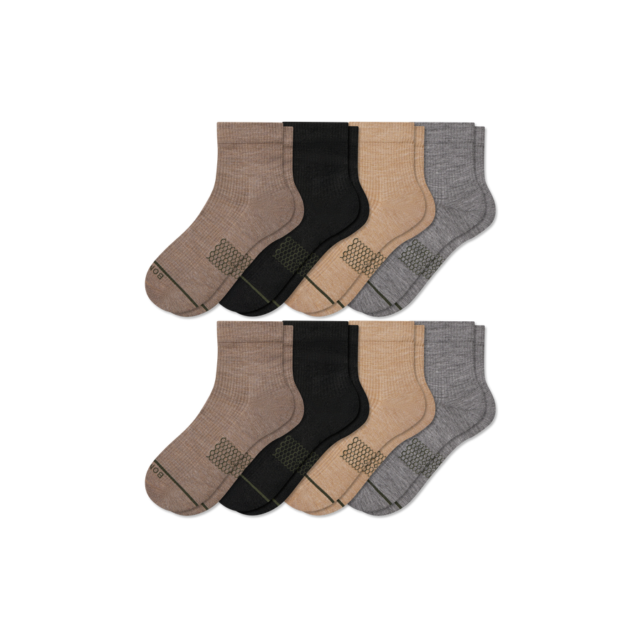 Men's Merino Wool Blend Modern Rib Quarter Sock 8-Pack - Light Cushion