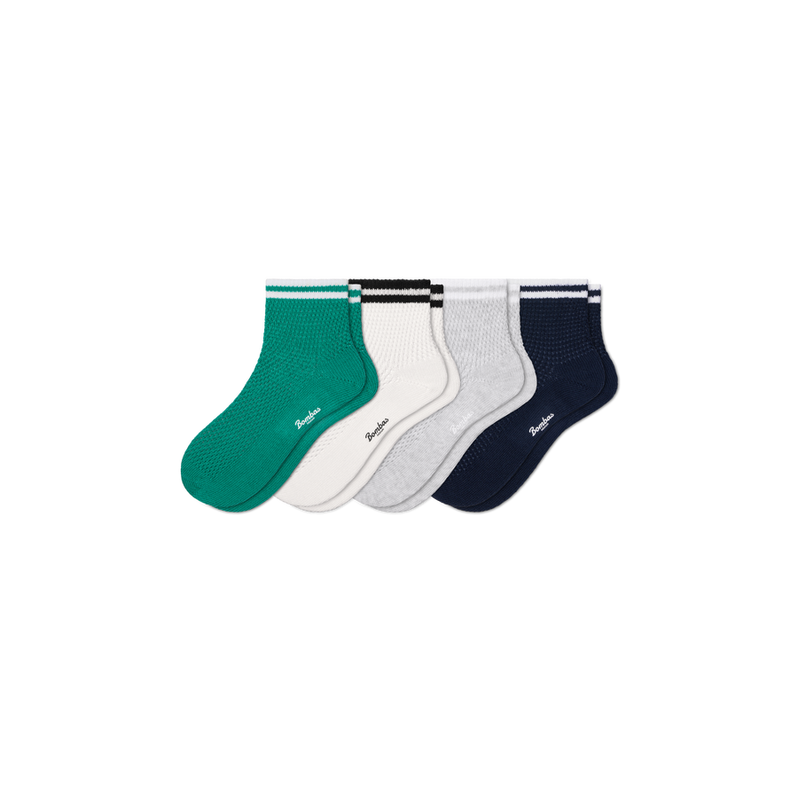 Women's Vintage Stripes Open Knit Quarter Sock 4-Pack - Light Cushion