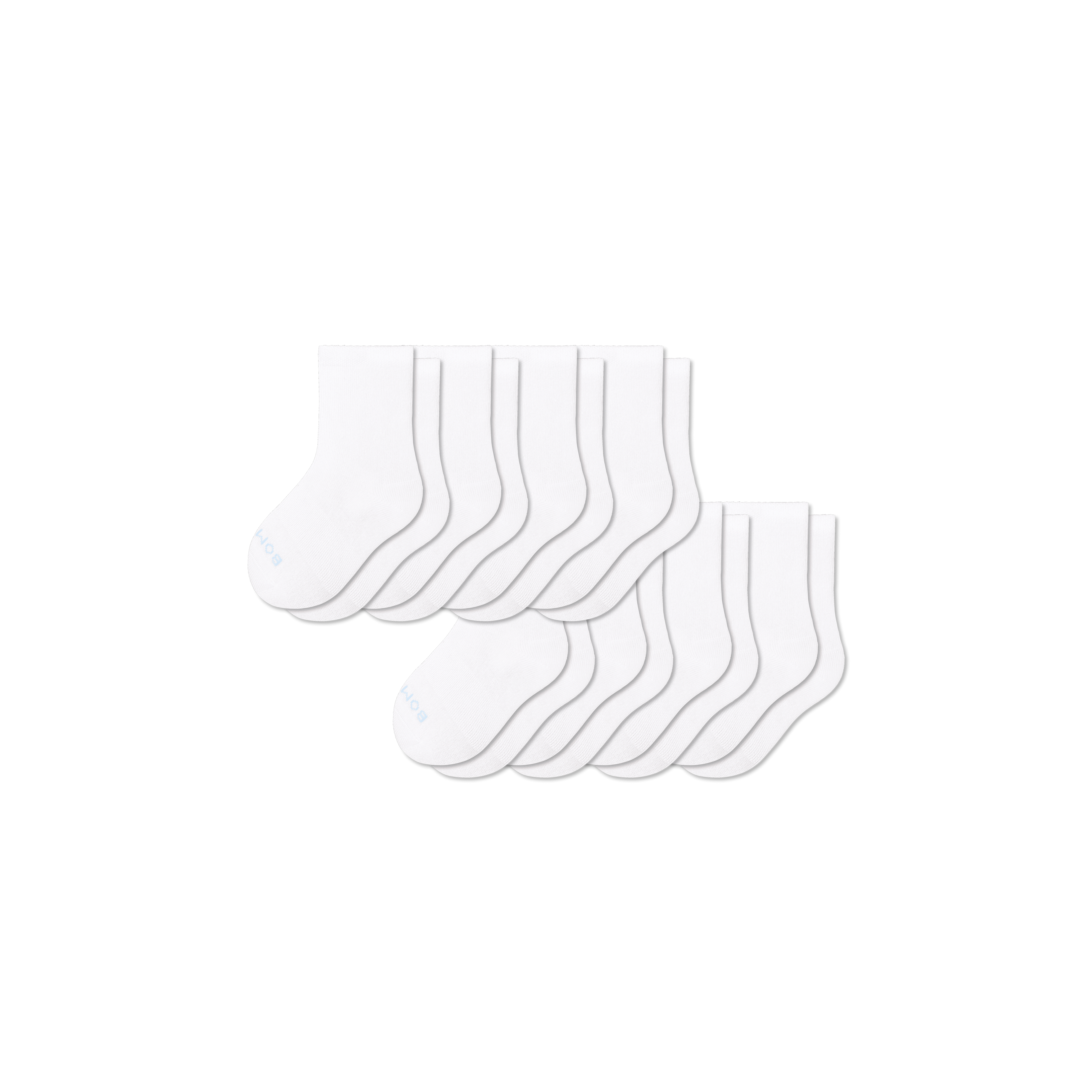 Junior Lightweight Calf Sock 8-Pack - White