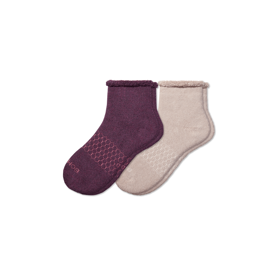 Men's Merino Wool Blend Roll-Top House Sock 2-Pack - Light Cushion